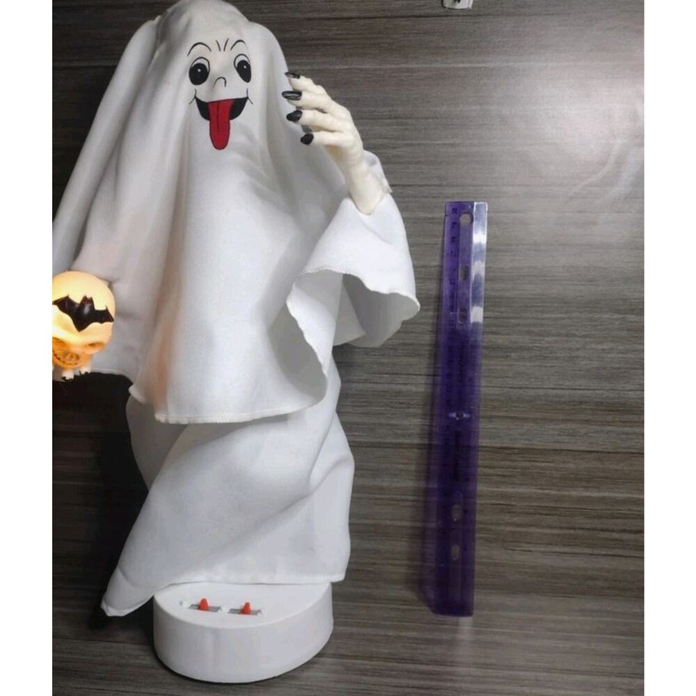 Vintage Halloween Ghost w/ Pumpkin Lights & Sound Work Jack-o'-lantern - Picture 10 of 10